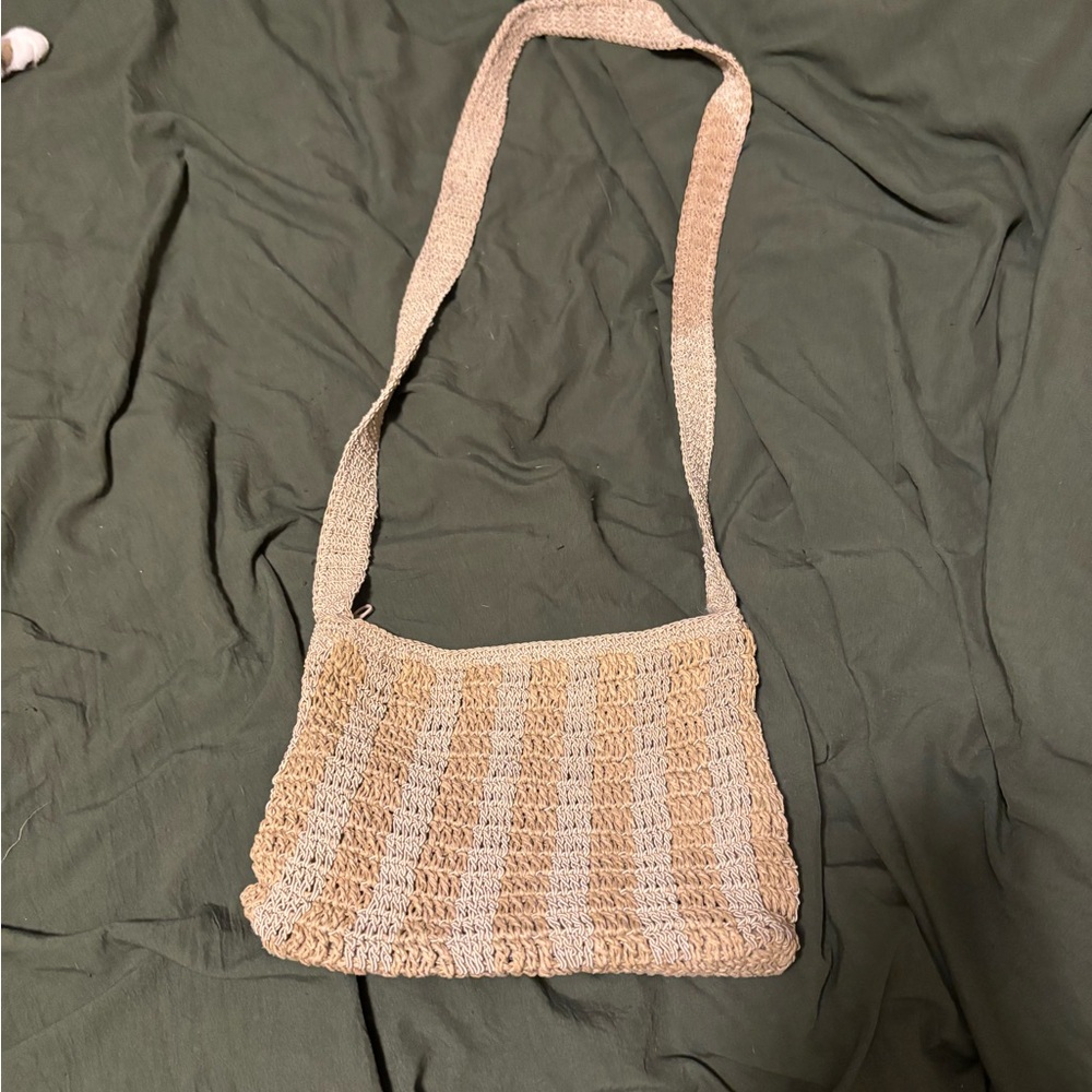 Beige Crochet Shoulder Bag